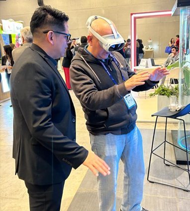 Attendee using the VR experience
