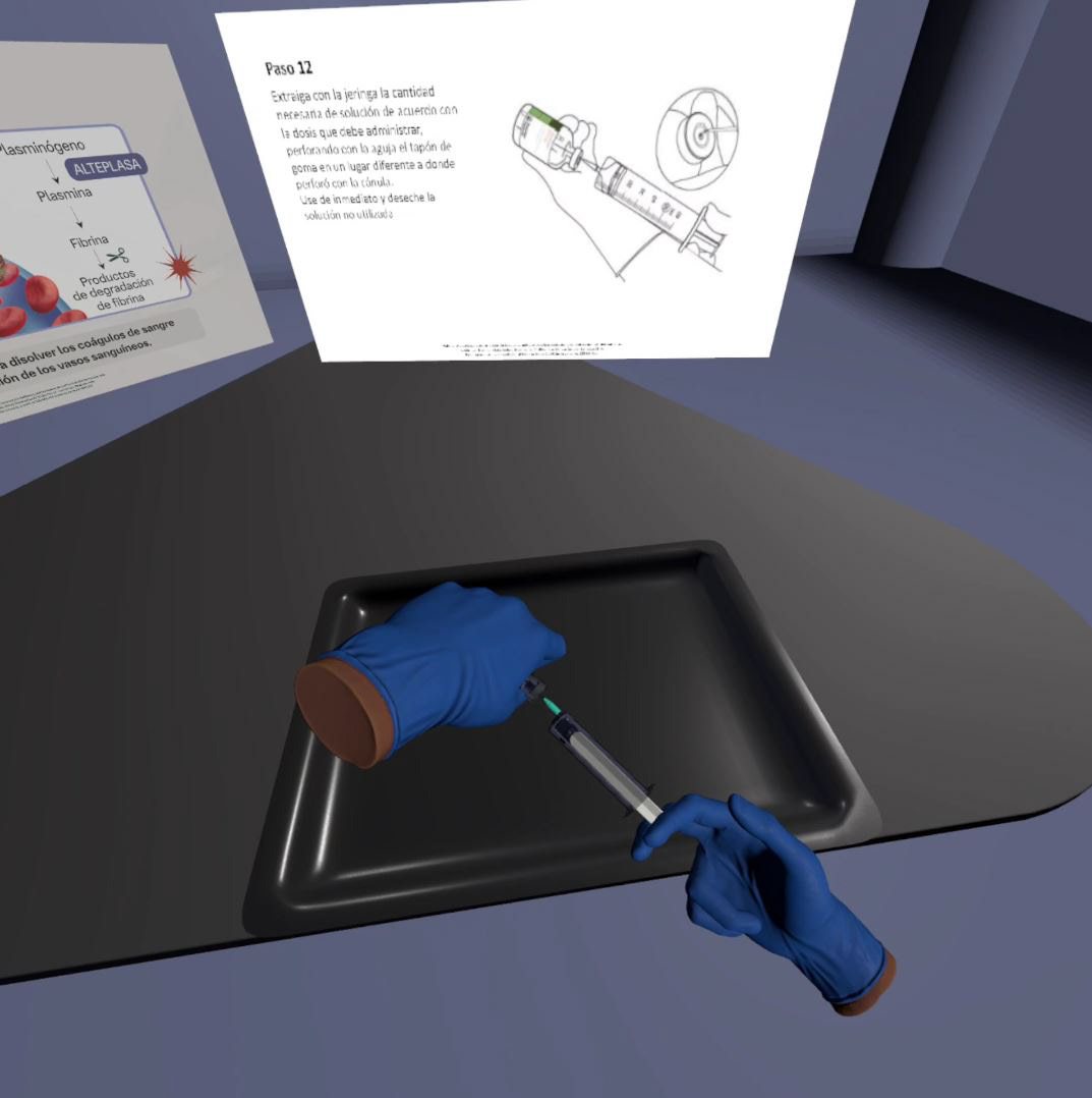 Instruction panel over the work tray
